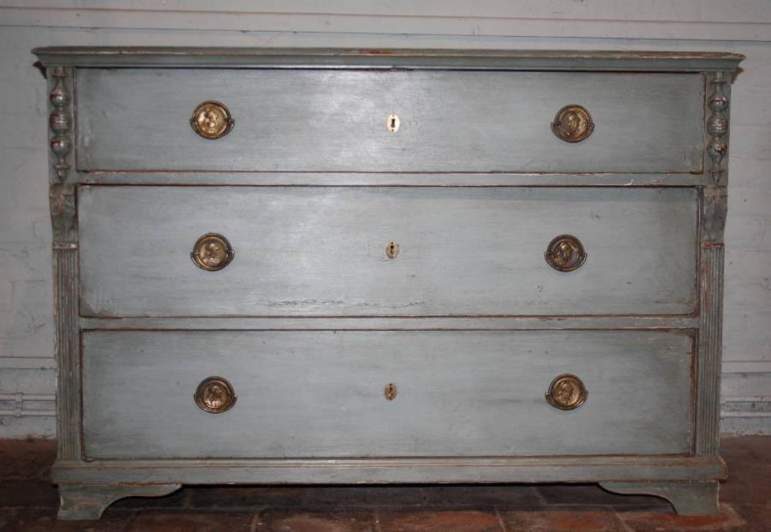 Blue painted C19th Chest of Drawers