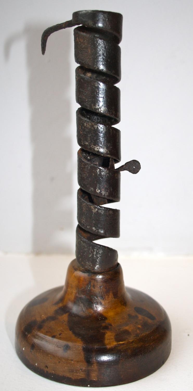 Late C18/earlyC19th Iron Pigtail Candlestick 