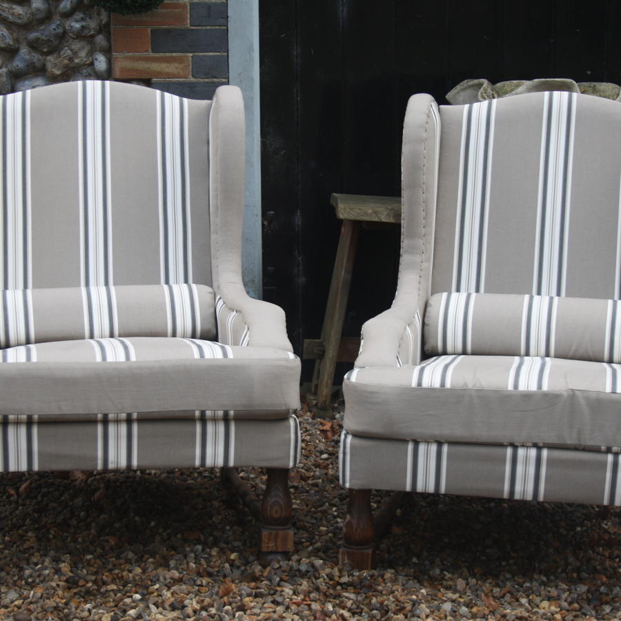 Pair of 1950's reupholstered armchairs