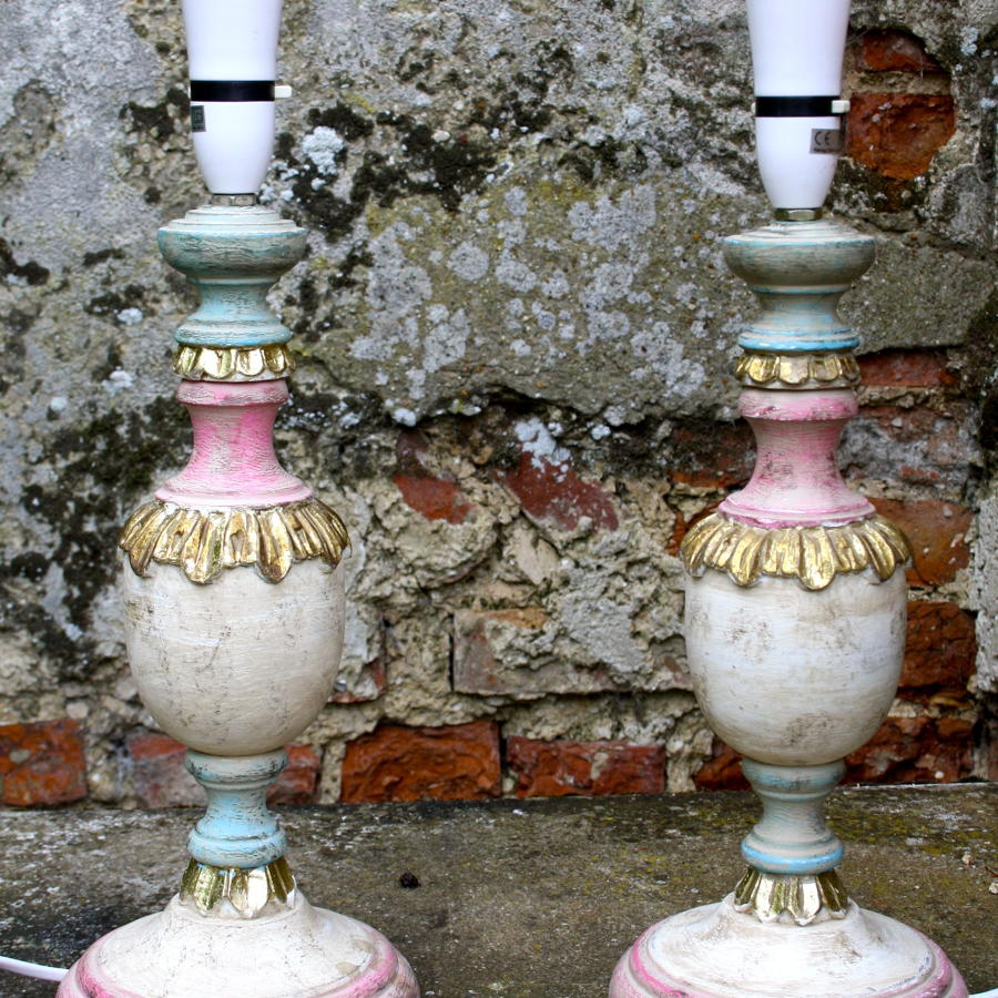 Pair of painted lamp bases