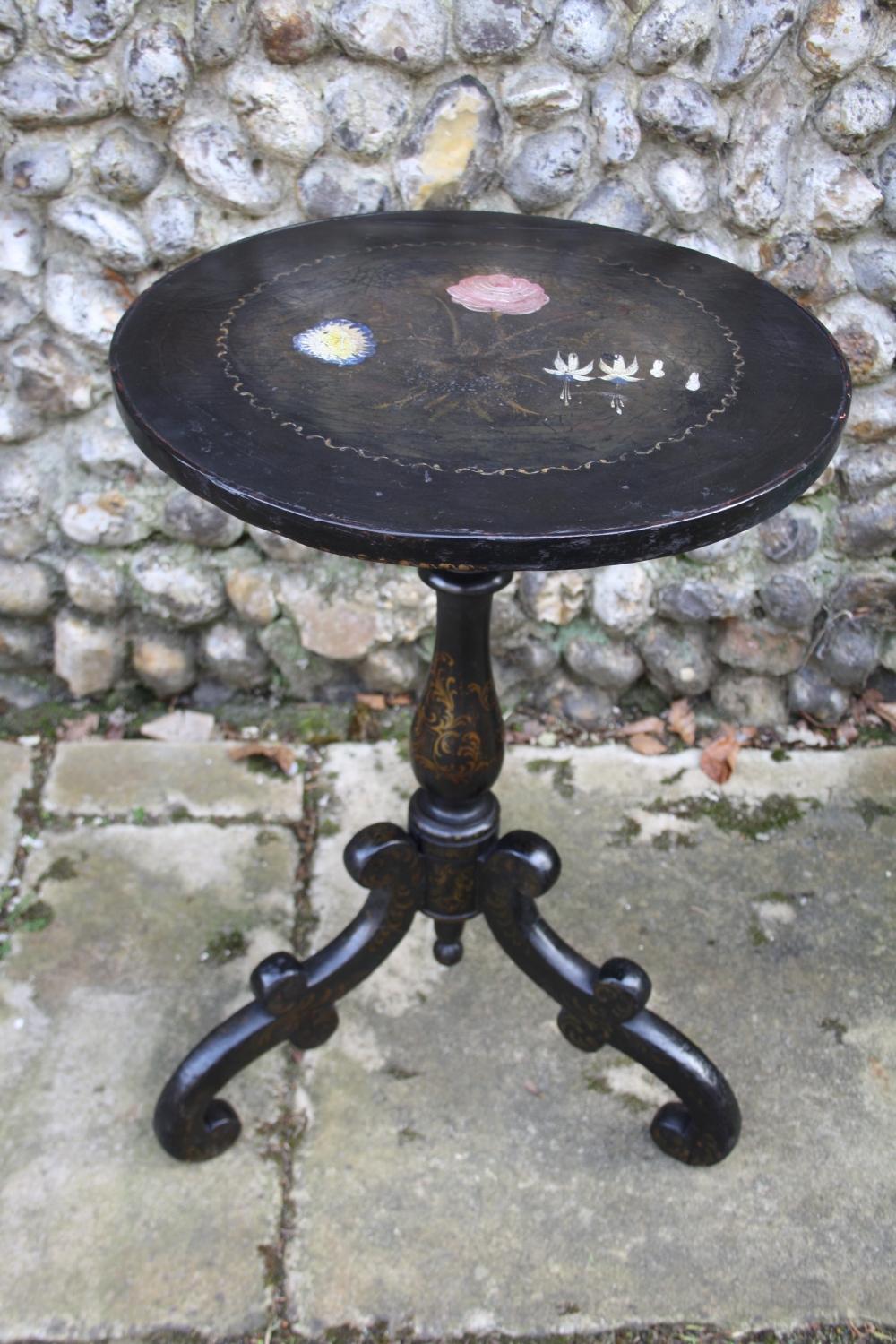 19th Century Black Birdcage Tripod Table