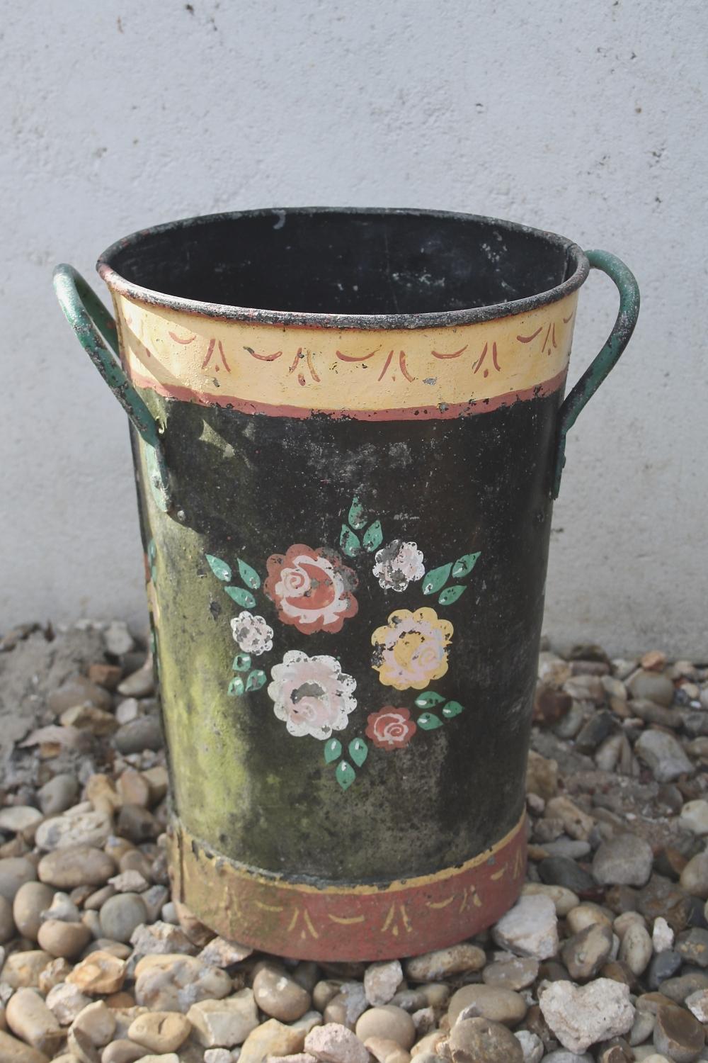 Painted tin planter