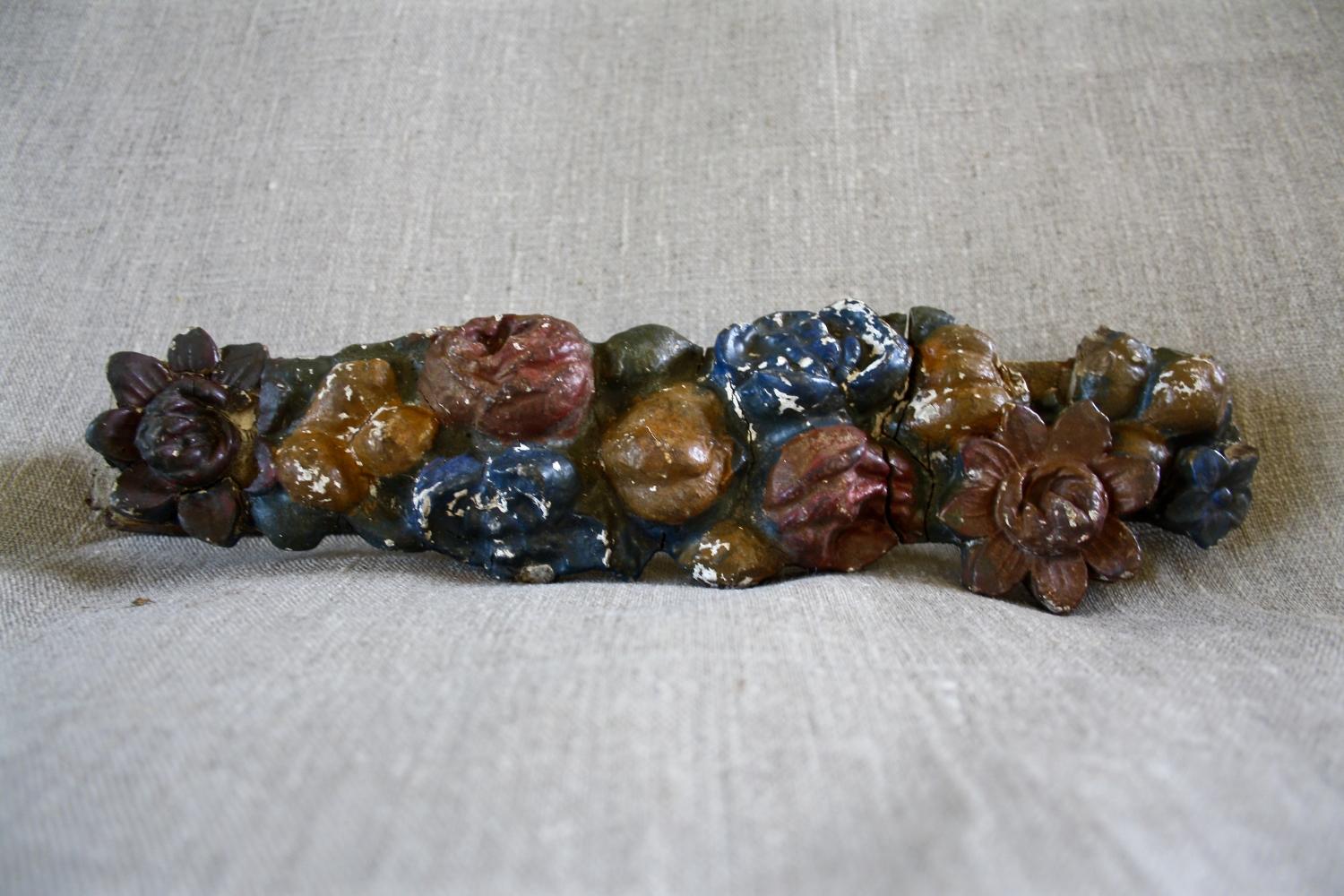 Blue Curtain Tie back with floral decoration