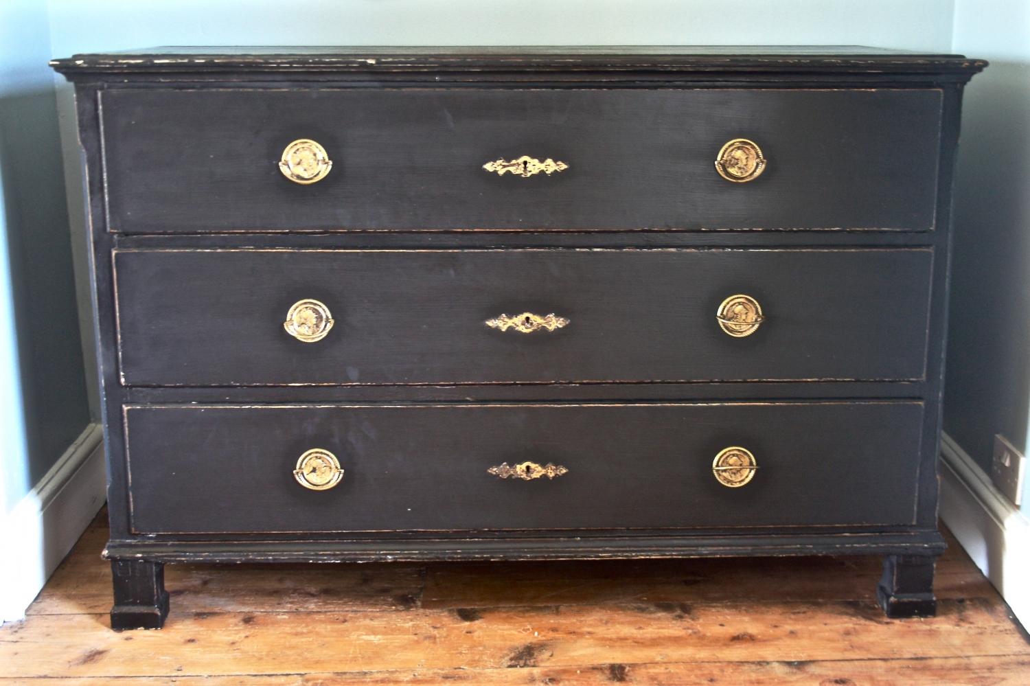 Large black 19th Century Chest of Drawers