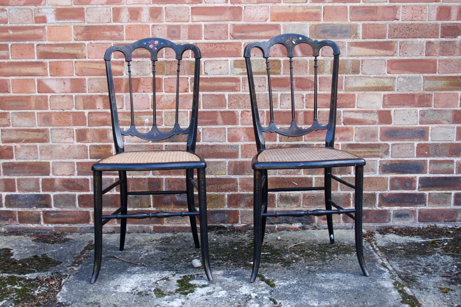 Pair of Victorian ebonised chairs