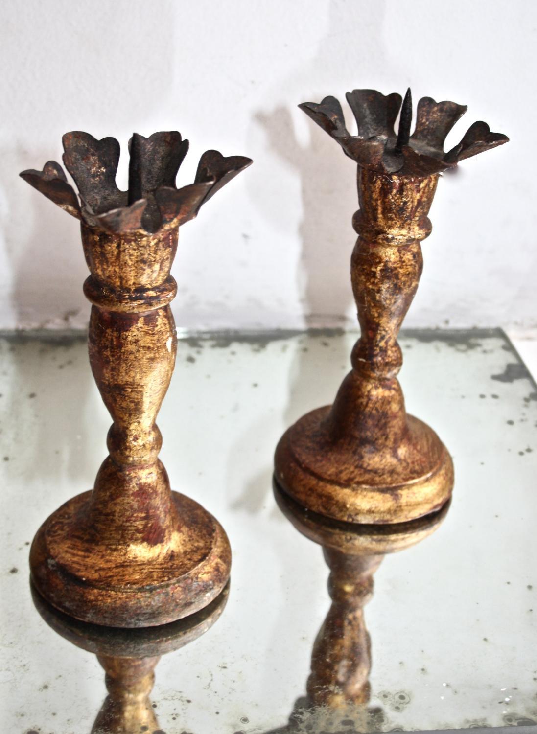 19th century giltwood candlesticks