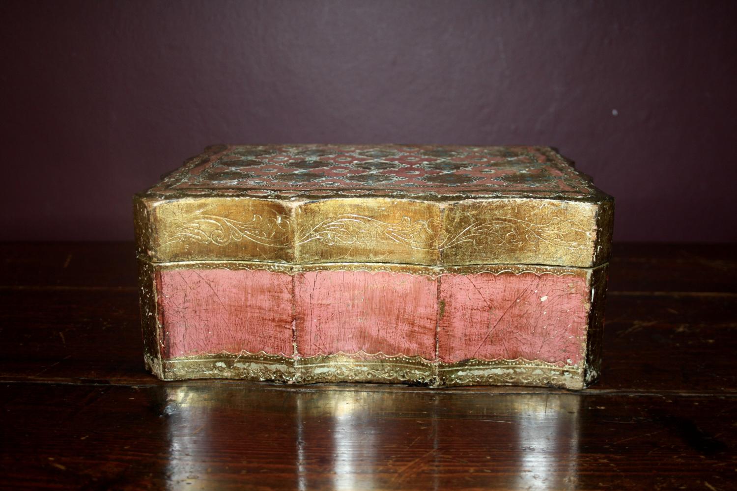 Pink and gilt Florentine box