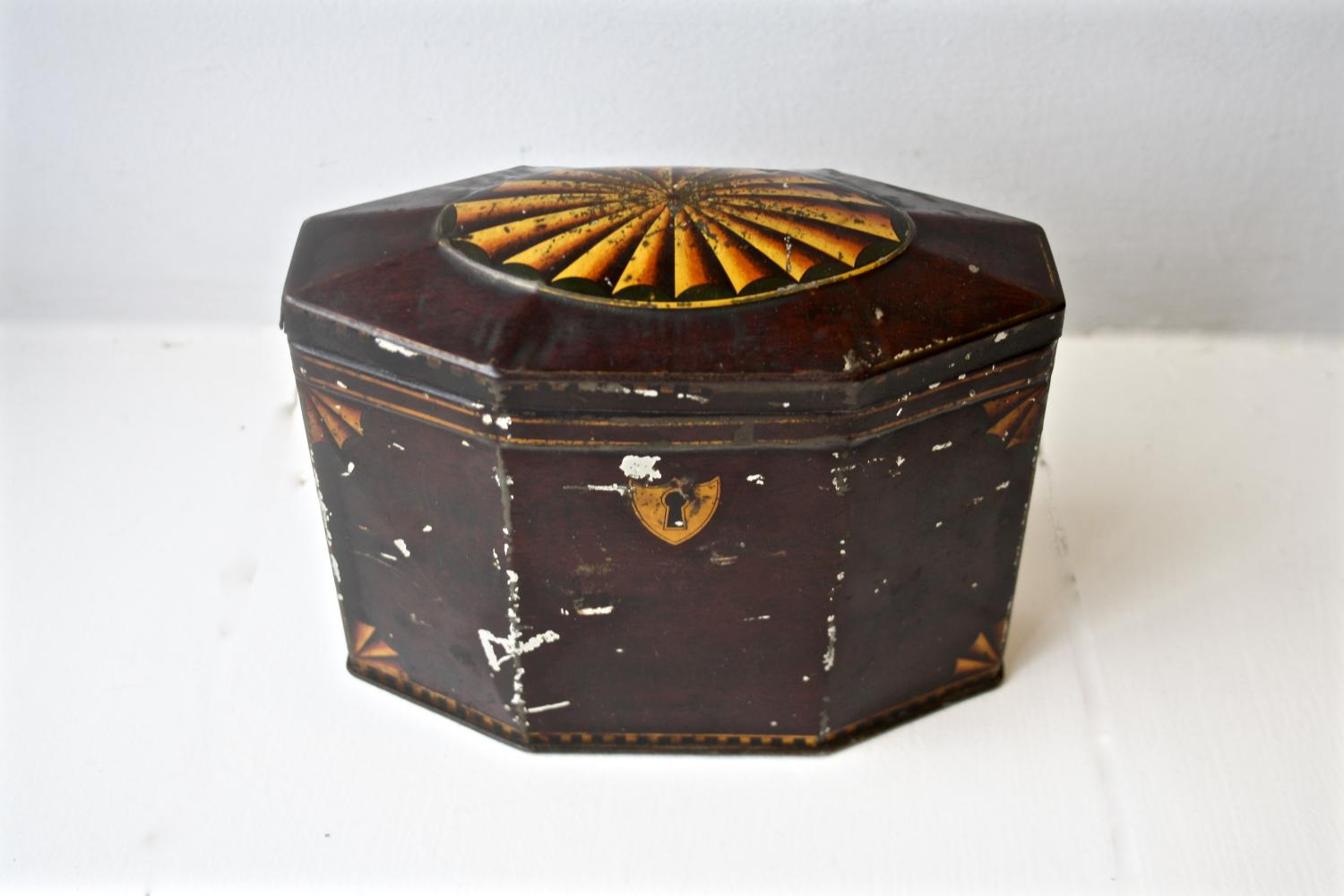 Vintage tea caddy shaped tin