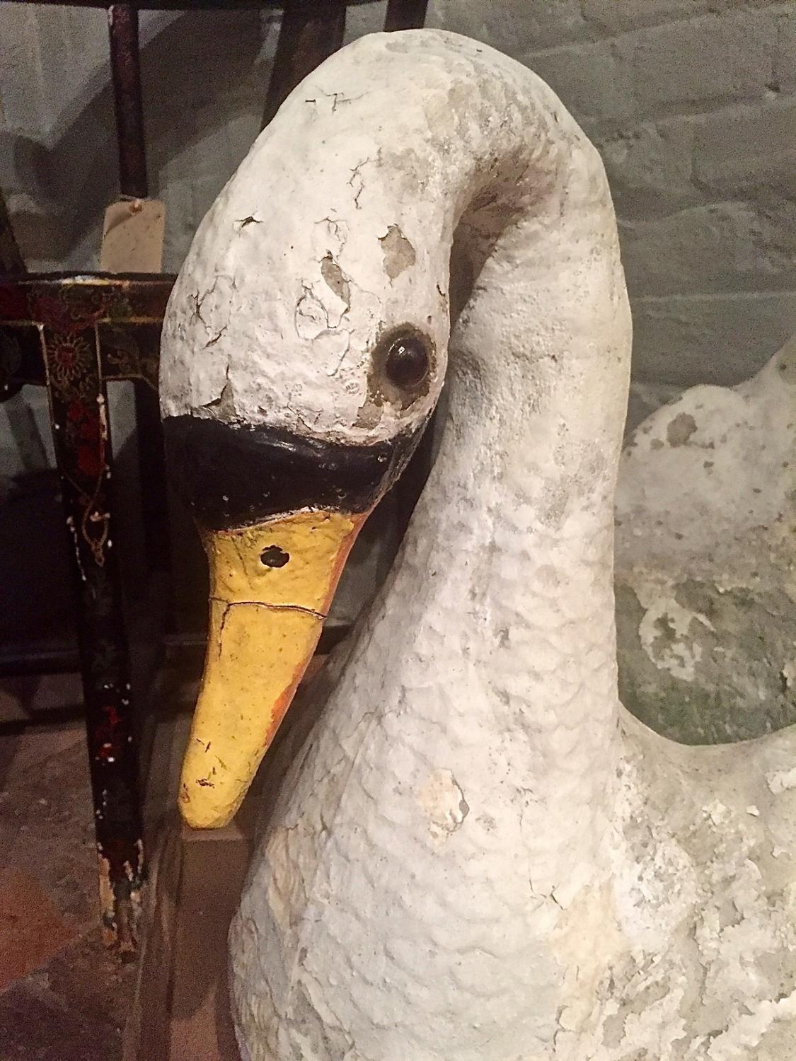 Large reconstituted stone swan planter