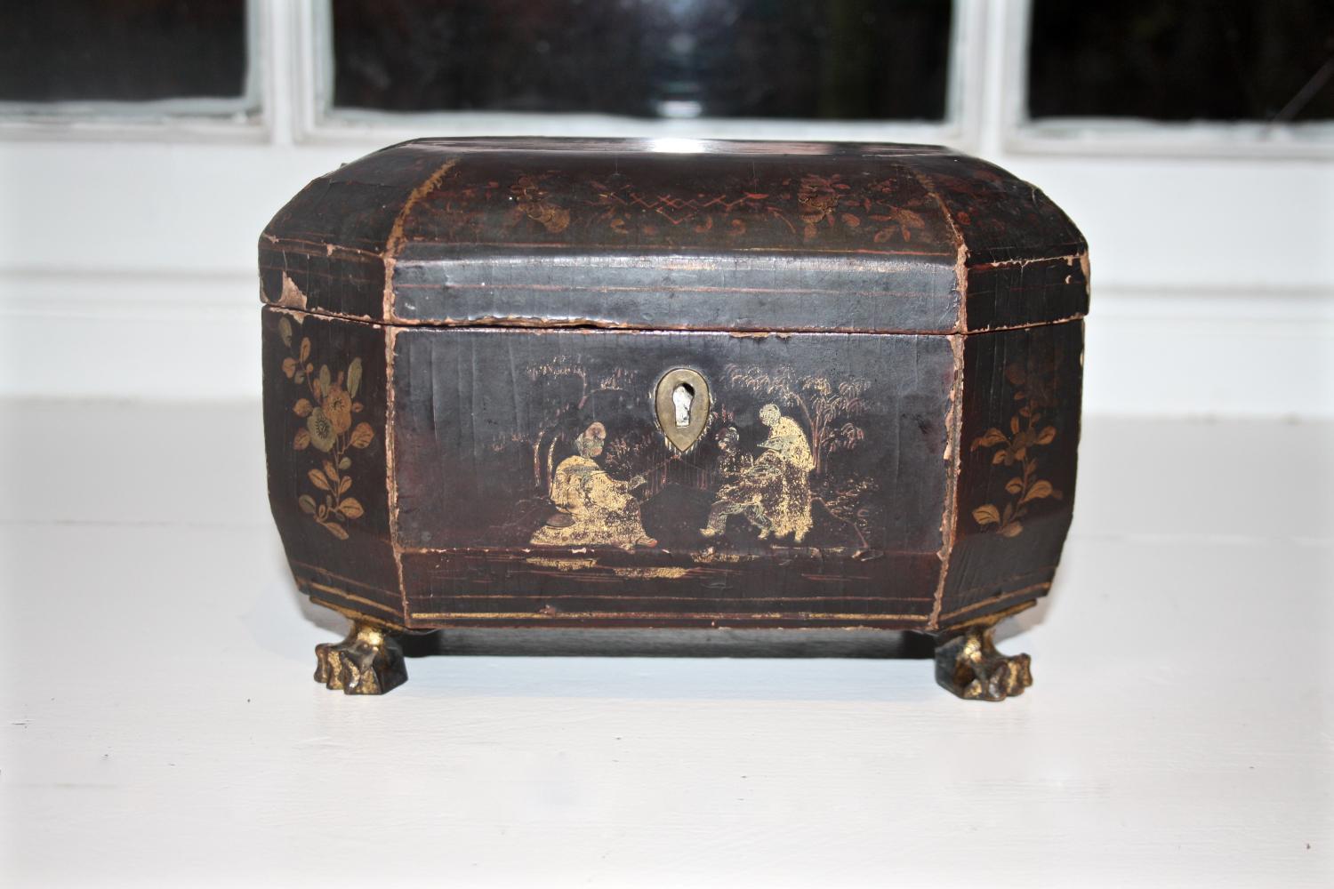 19th century Chinese lacquer tea caddy
