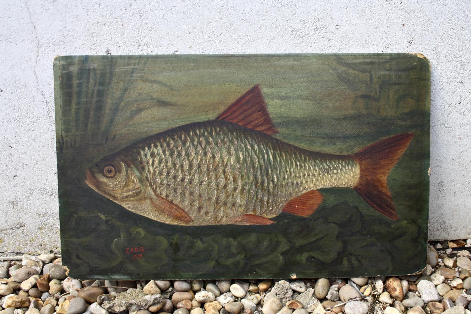 19th century oil painting of fish