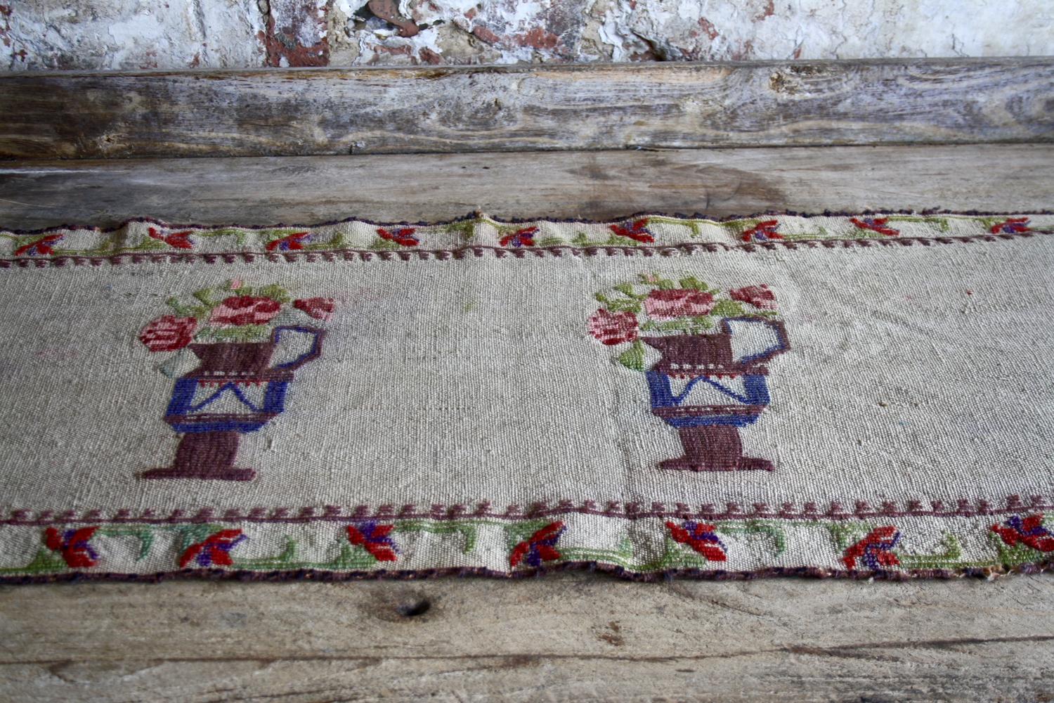 Mid century embroidered table runner