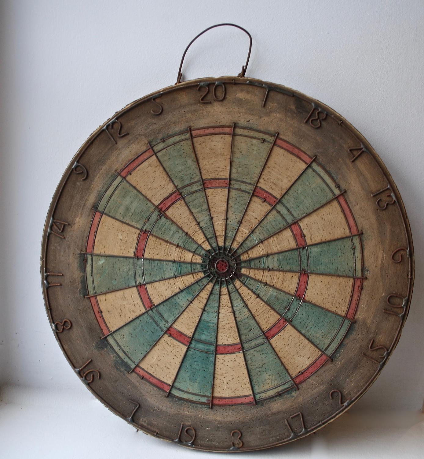 Old Wooden and Cork Dart Board