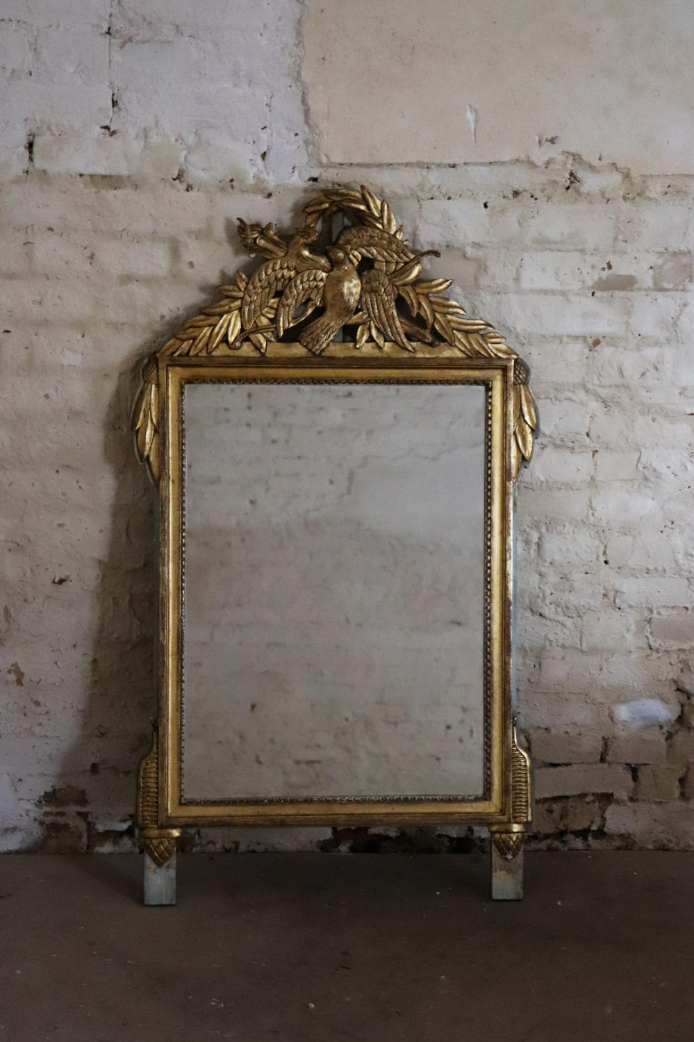 19th century gilt French mirror with birds