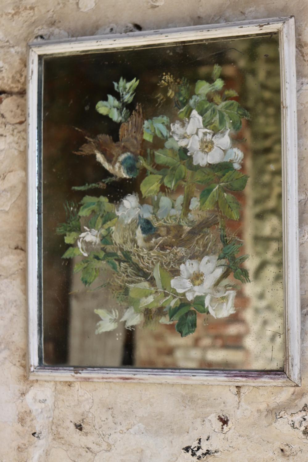 Small mirror with painted birds