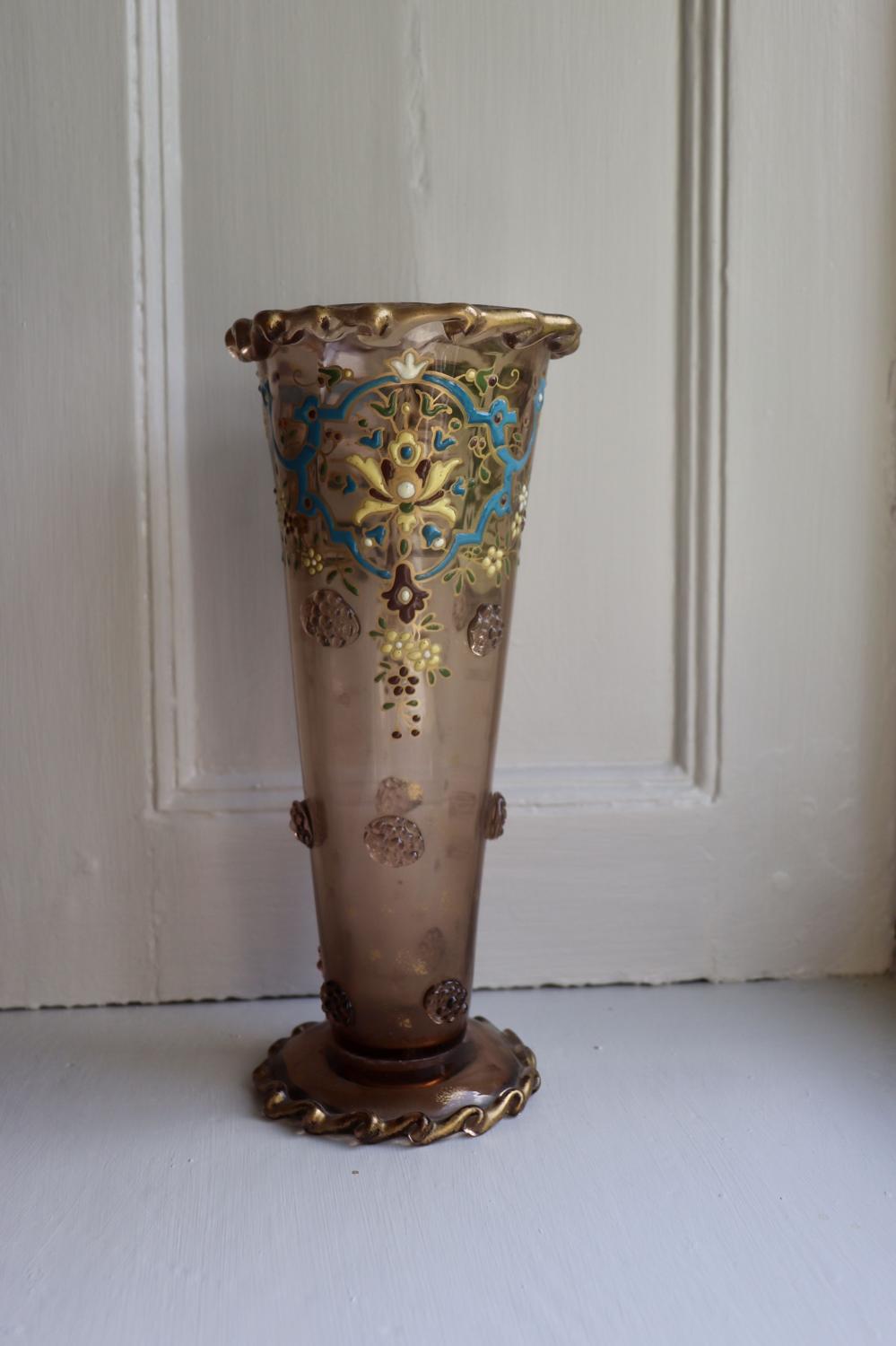 Late 19th century enamelled glass vase