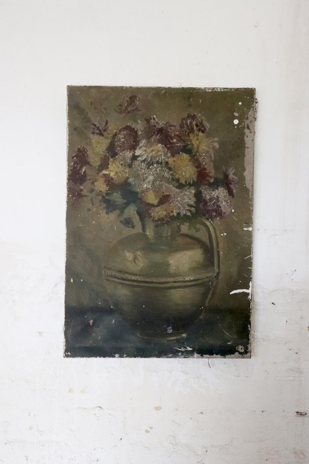 Mid century floral oil painting