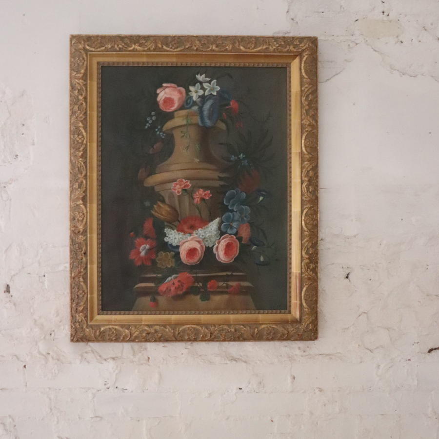 Gilt framed floral French painting