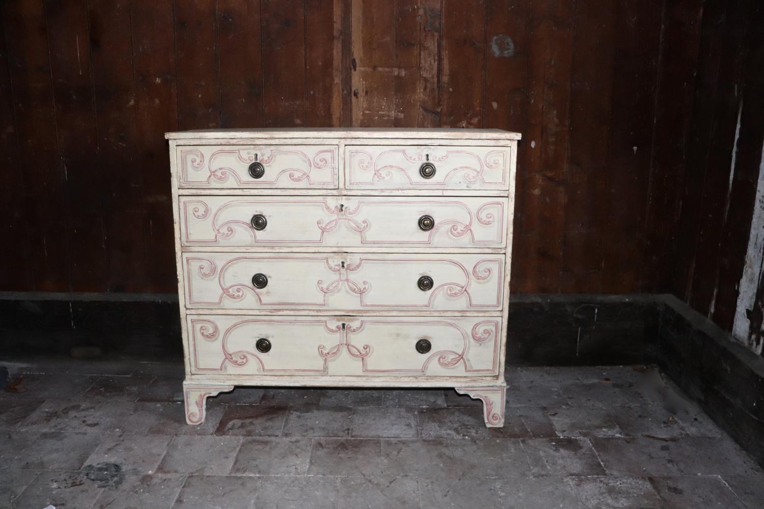 Decorative painted Georgian chest of drawers