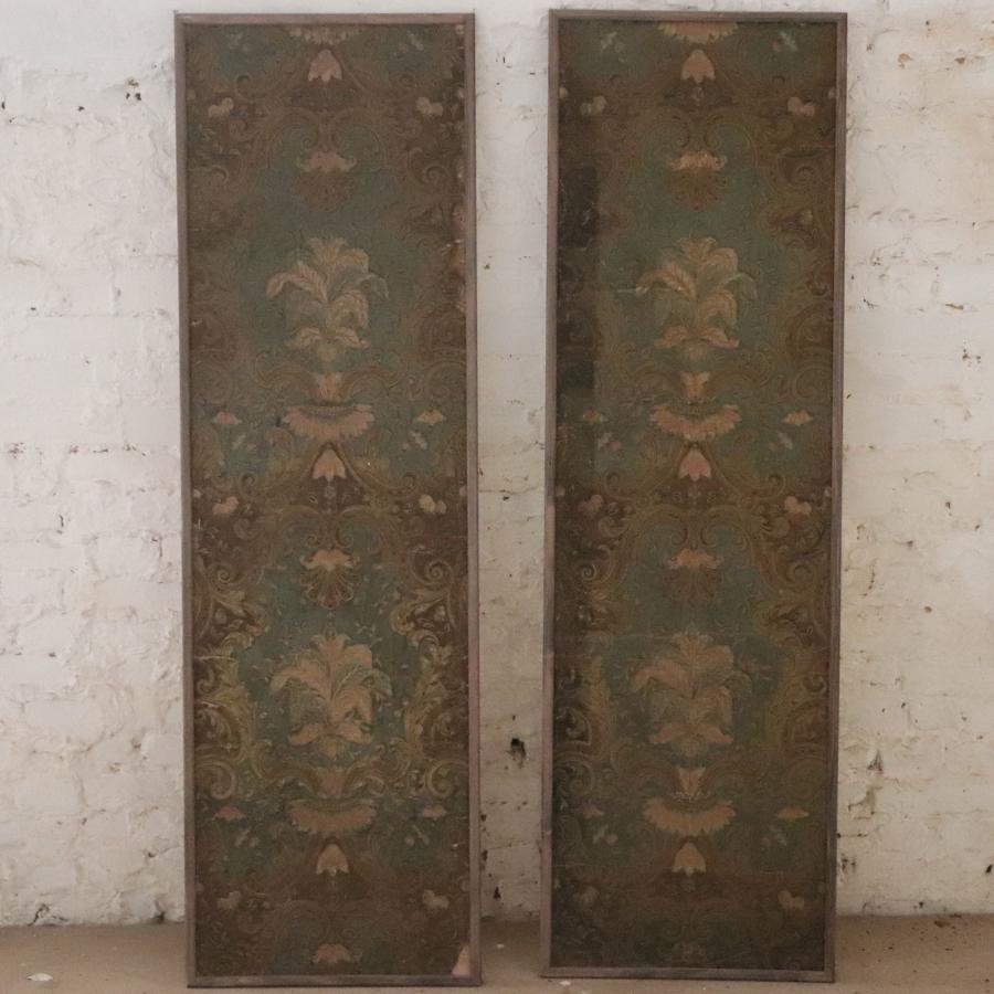 Pair of panels with early 19th century wallpaper