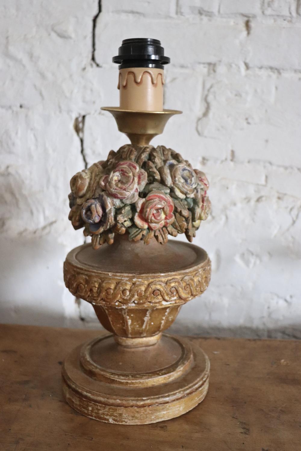 French carved wooden lampbase