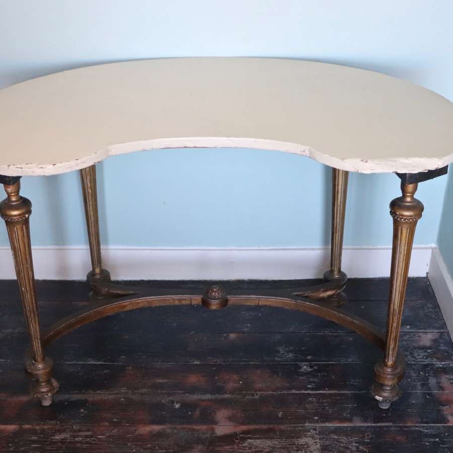 19th century kidney shaped dressing table with gilt legs
