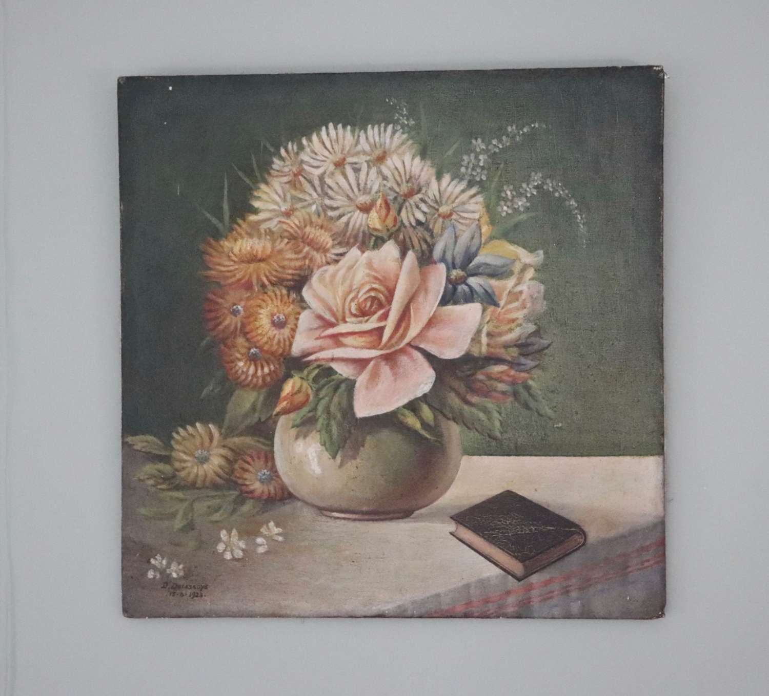 Early to mid century floral oil painting