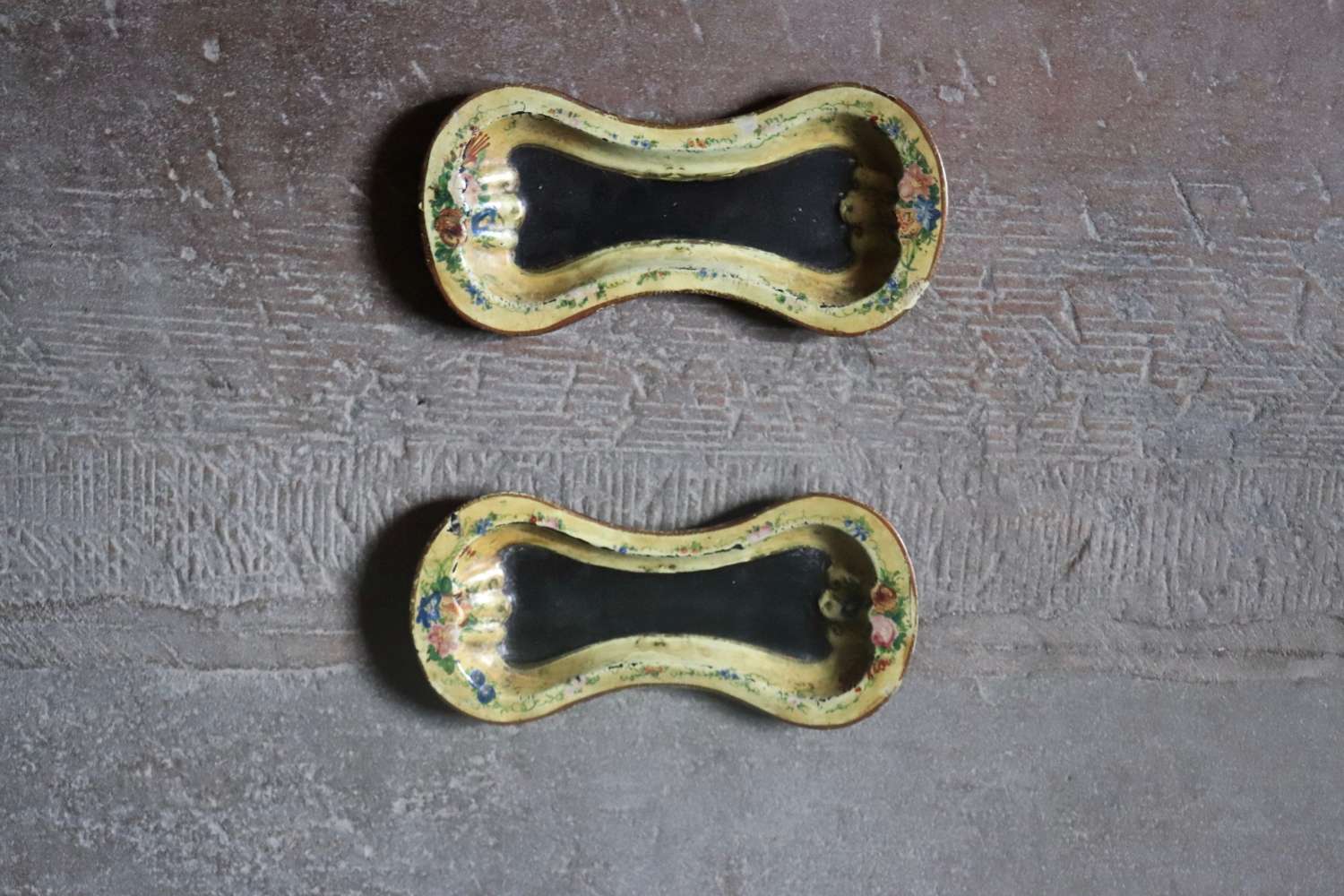 Pair of early papier maché dishes