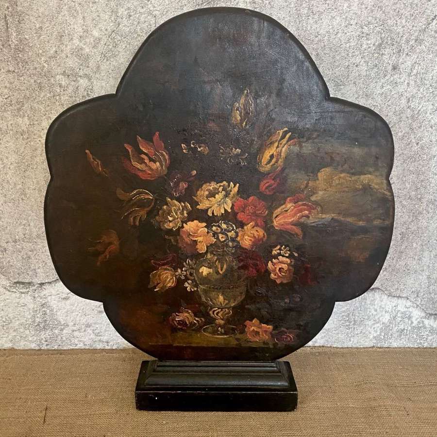 Turn of the century painted panel on stand