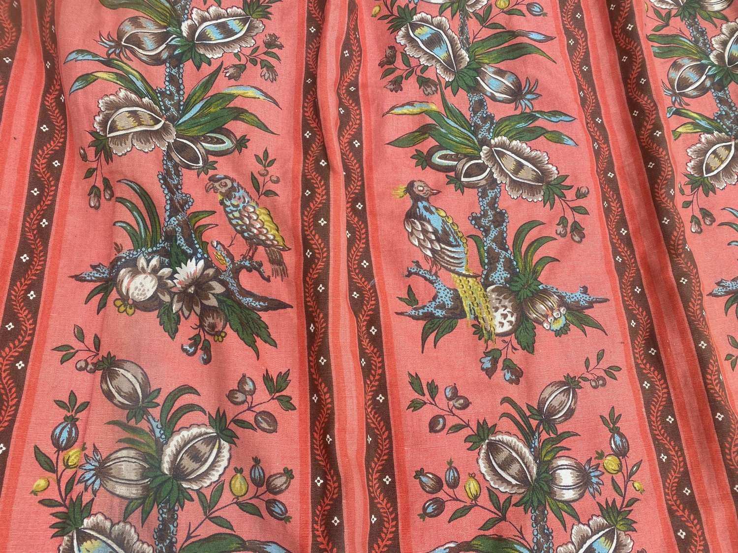 Beautiful pair of coral Edwardian curtains