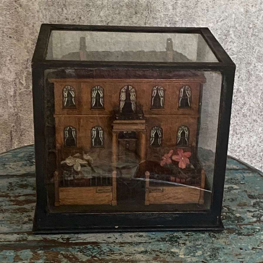Amazing 19th century house diorama depicting a house and garden