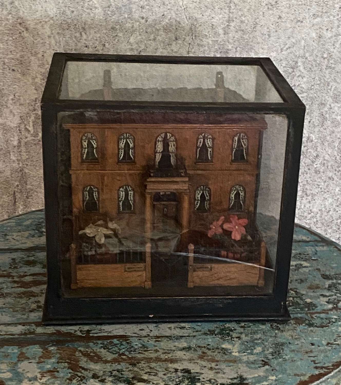 Amazing 19th century house diorama depicting a house and garden