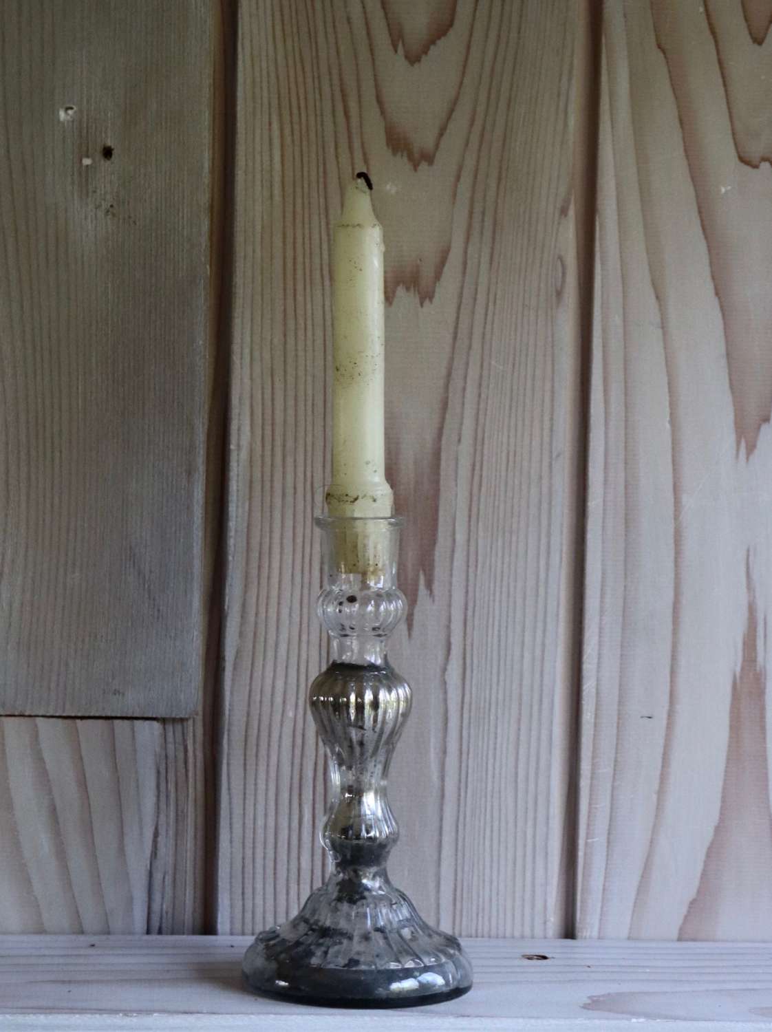 Mercury glass candlestick