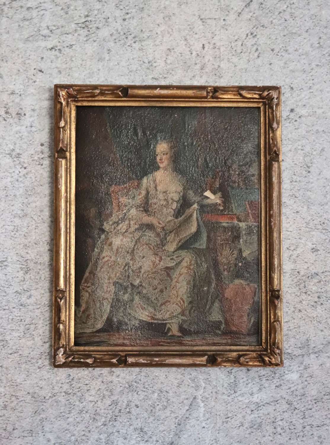 Oil of lady in gilt frame