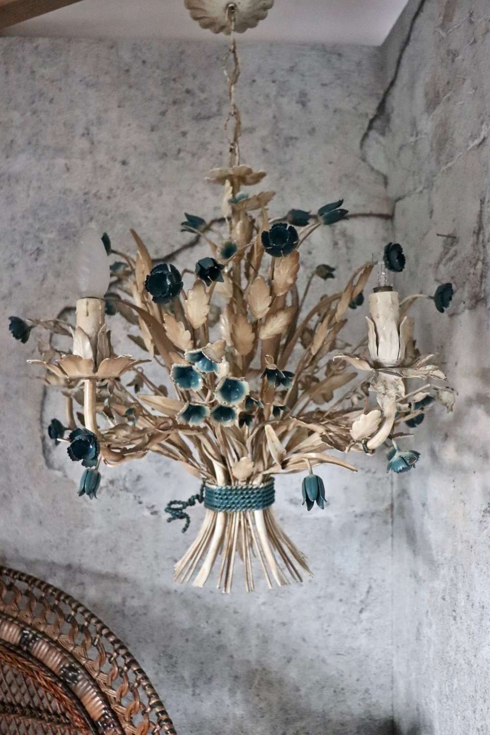 Mid century toleware chandelier