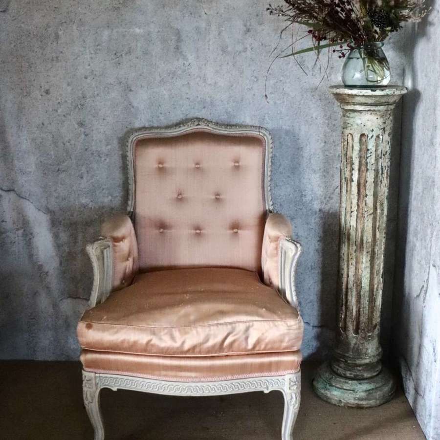 19th century pink silk fauteuil chair