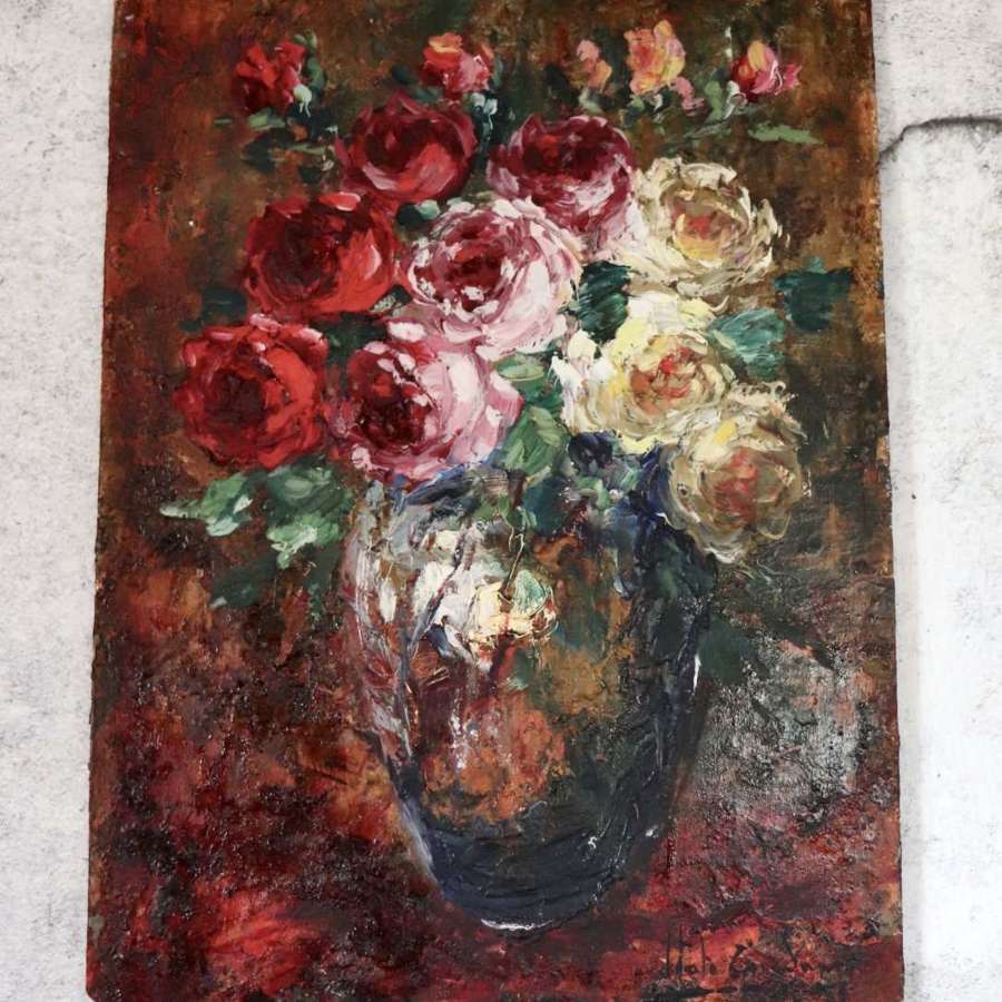 Floral oil on board