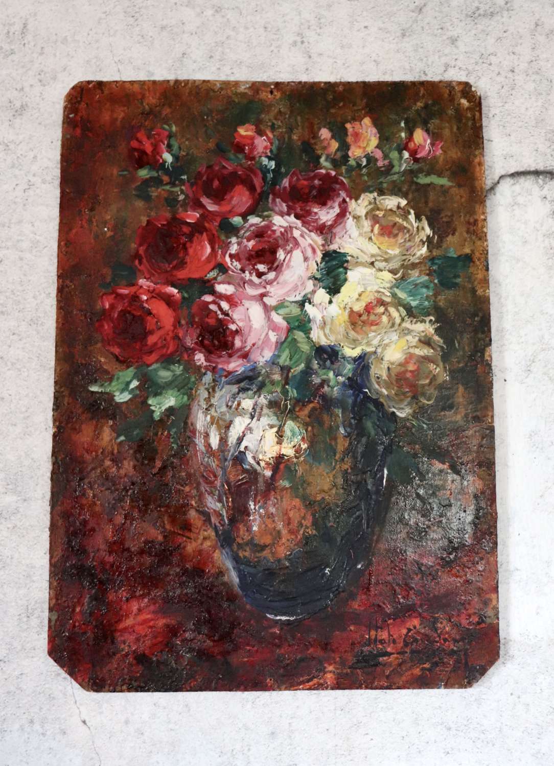 Floral oil on board