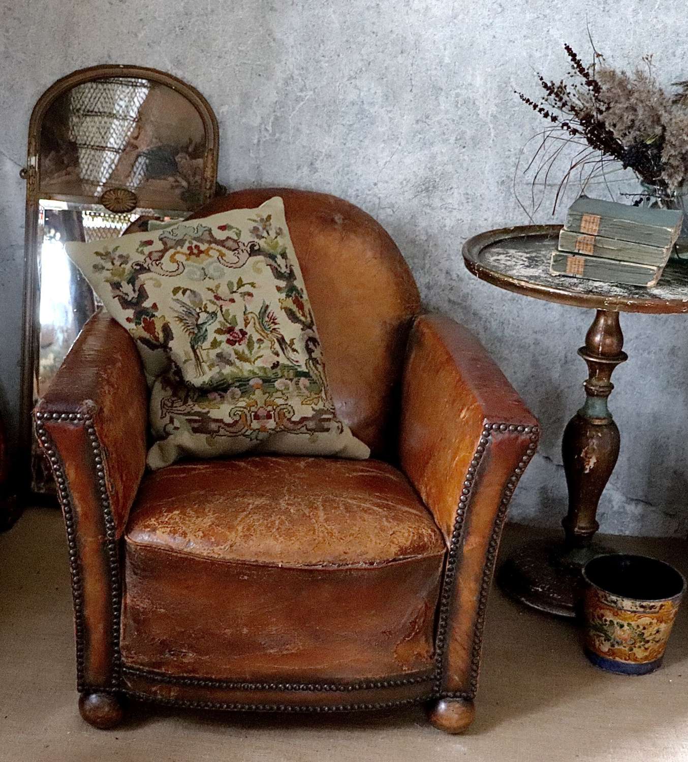 Early 20th century French leather club chair