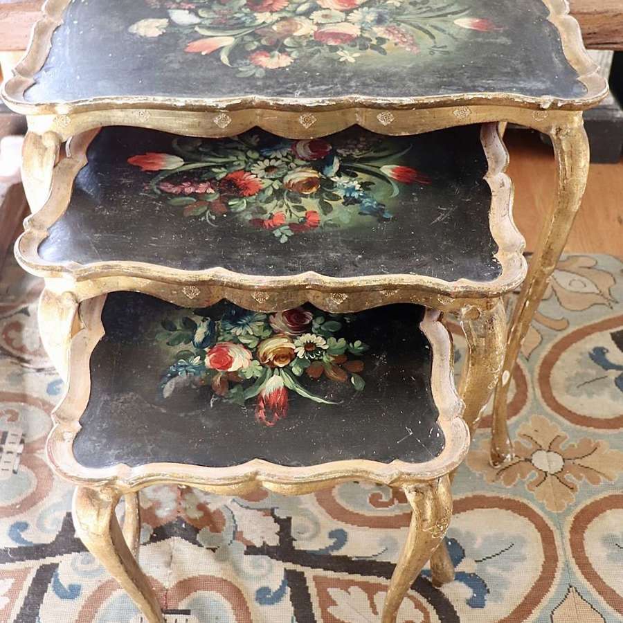 Nest of three mid century Florentine tables