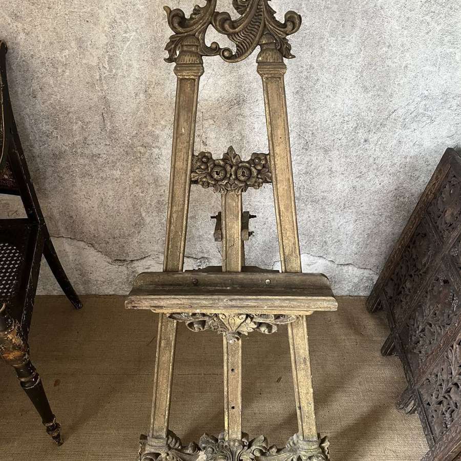 19th century decoratively carved gilt wood easel
