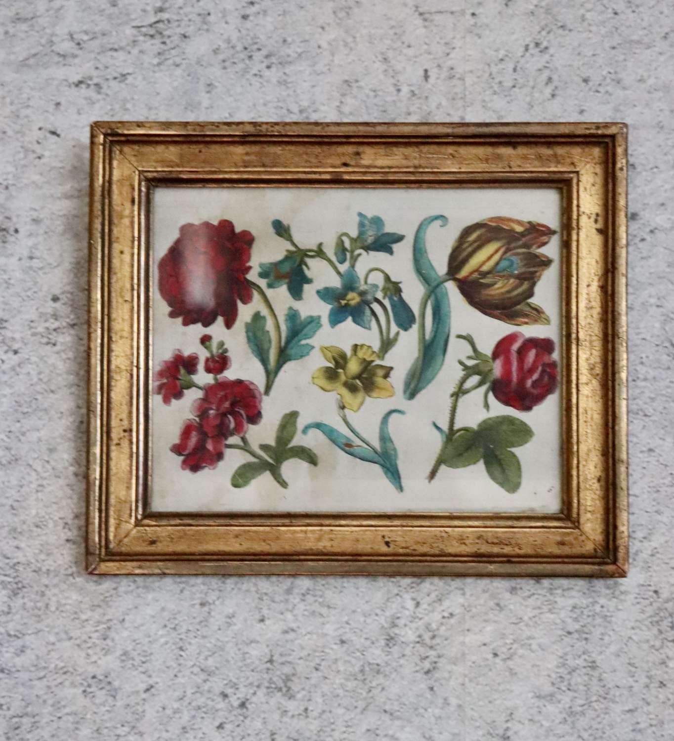 Georgian floral engraving in old frame