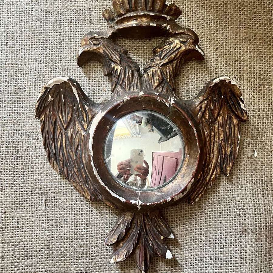Mid century French convex mirror with bird frame