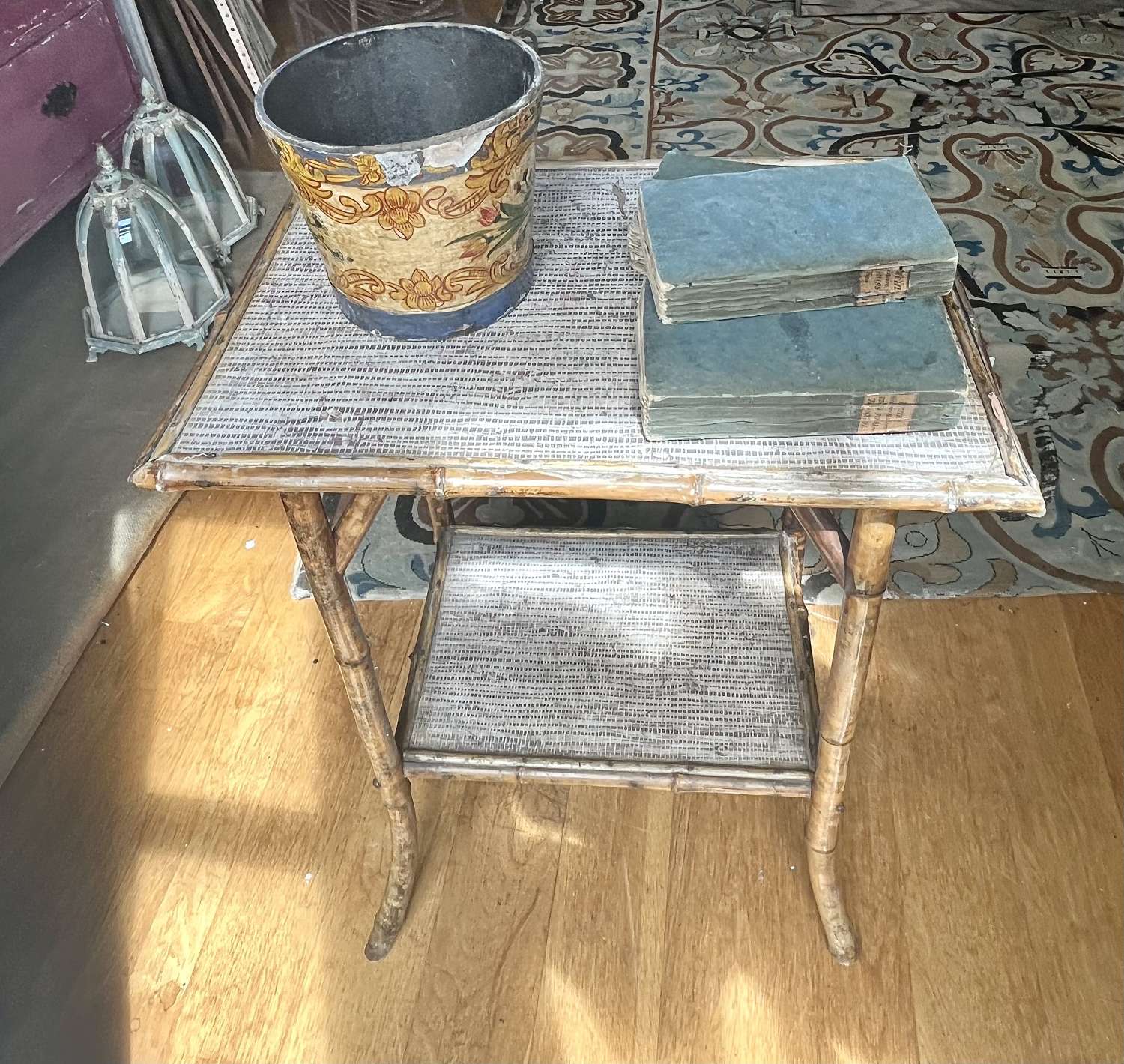 Mid century bamboo side table