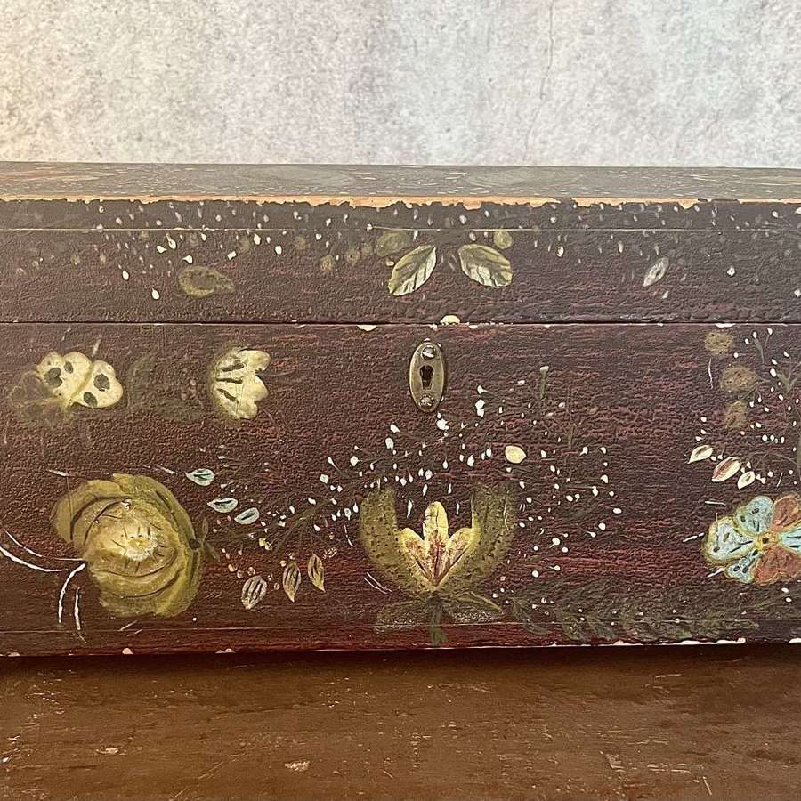 Florally painted wooden box