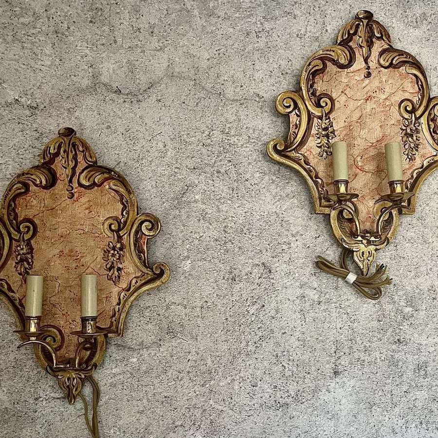 Vintage hand painted wall sconces