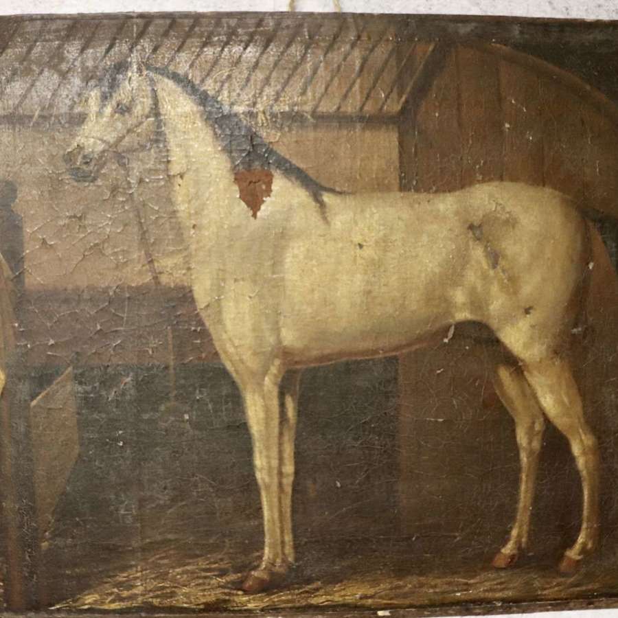18th century ? oil of horse in stable