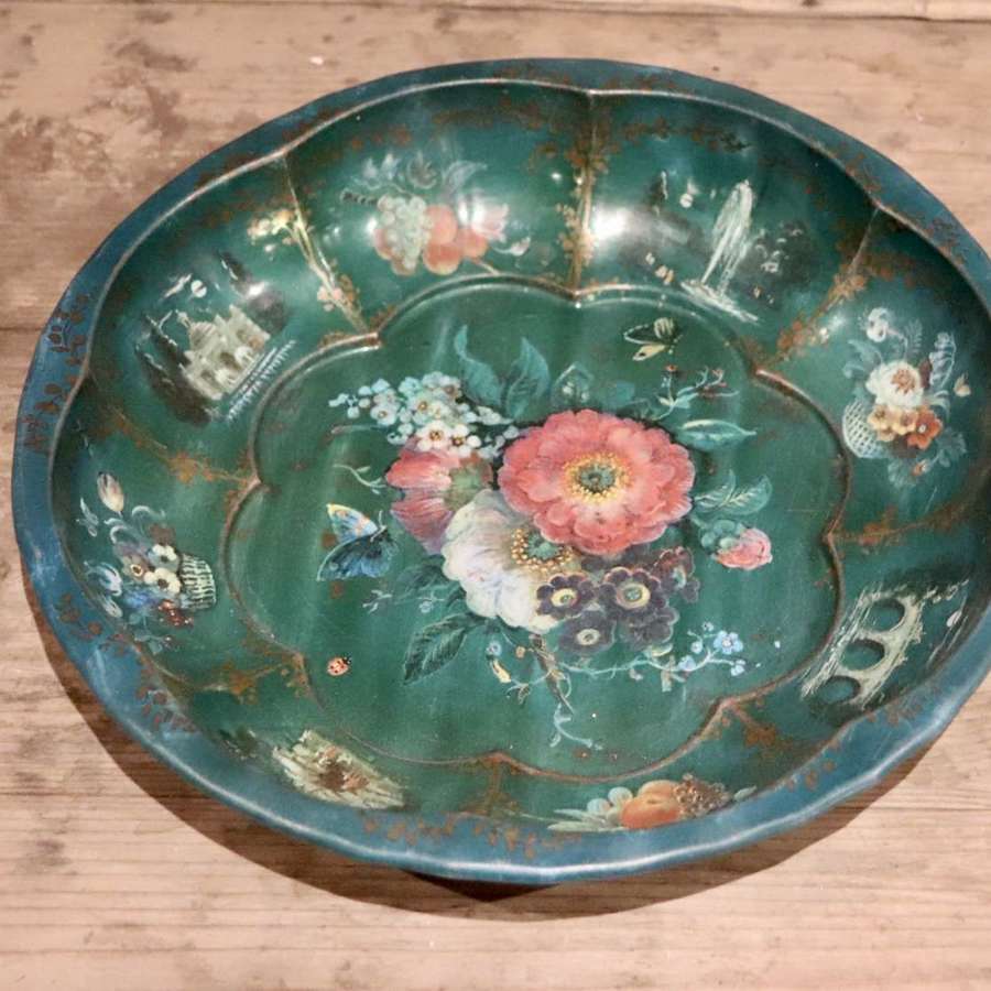 Floral tin bowl