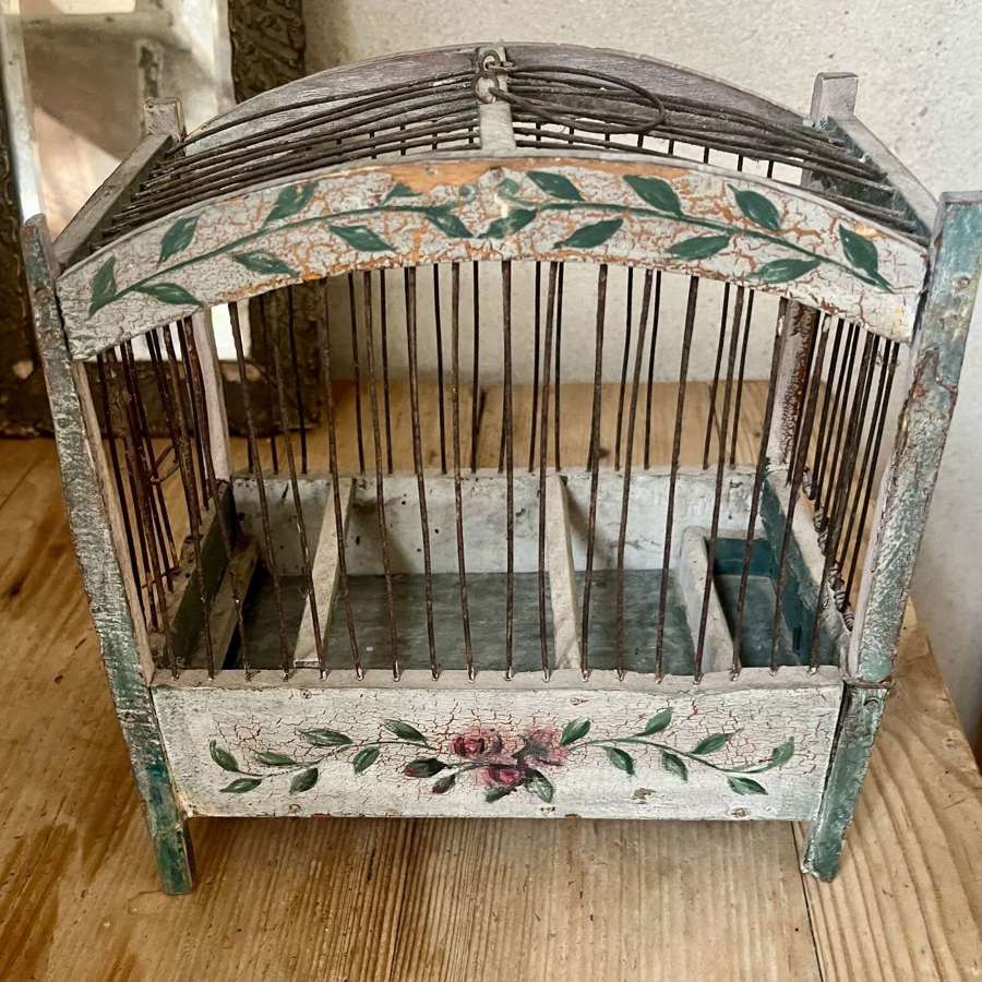 19th century florally painted birdcage