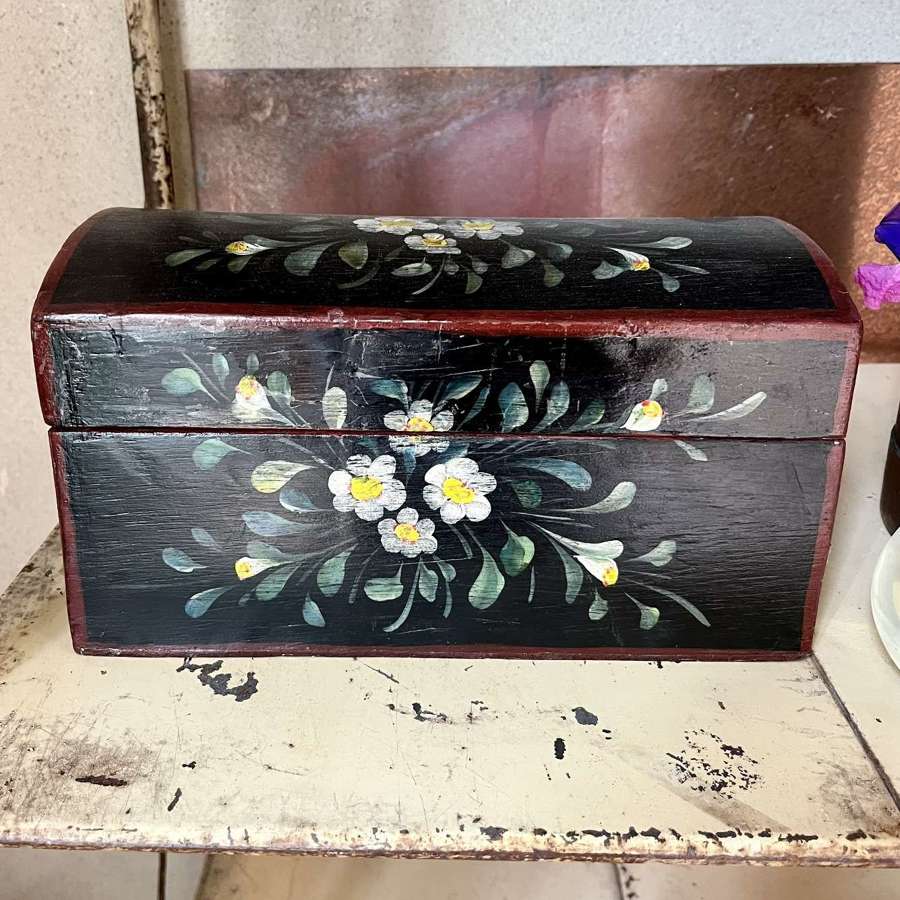 Florally painted domed box